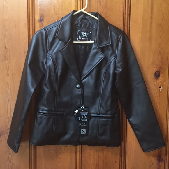Armani Collezioni Jackets Coats Armani Womens Coco Brown Faux Leather Jacket Poshmark